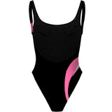 Becca high hip black with pink - High Hip One Piece Swimsuit