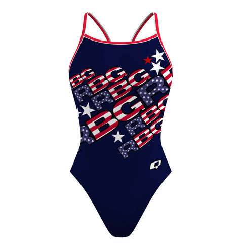RBG24 stripes1 - Skinny Strap Swimsuit