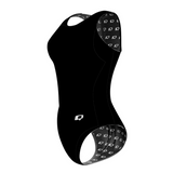 Solid Black Women Waterpolo Swimsuit Classic Cut