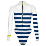 Becca cheeky surf suit blue with white. thick stripe - Surf Swimming Suit Cheeky Cut