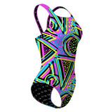 Go Capital - Purple 80s - Classic Strap Swimsuit